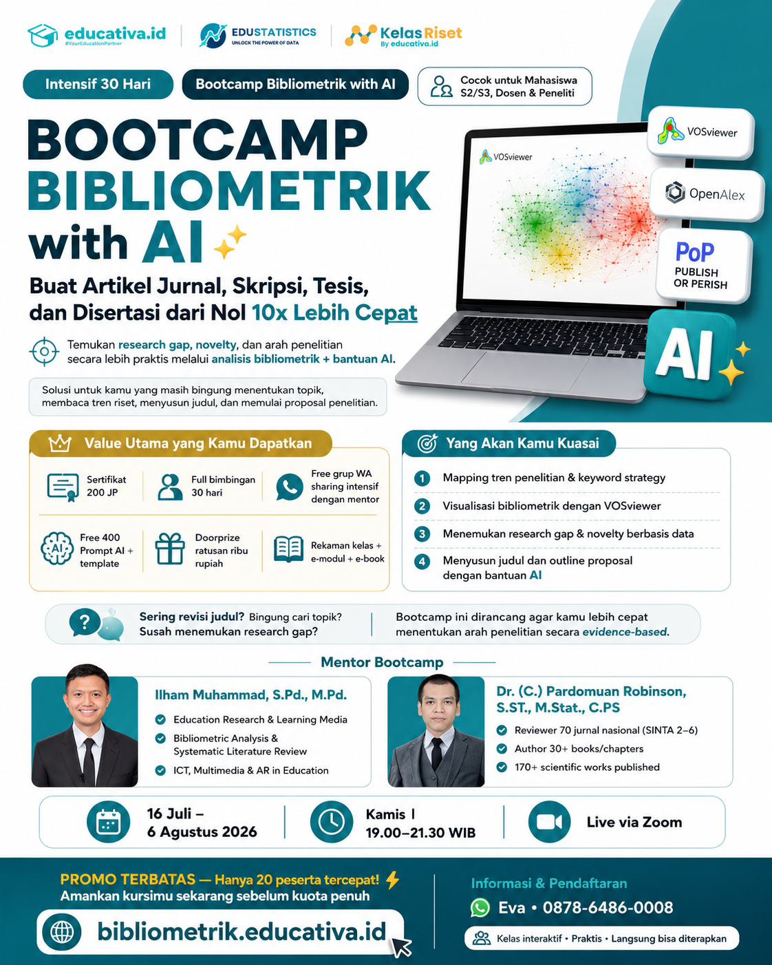 Bootcamp Bibliometrik with AI: Buat Artikel Jurnal/Skripsi/Tesis Dari NOL 10x Lebih Cepat